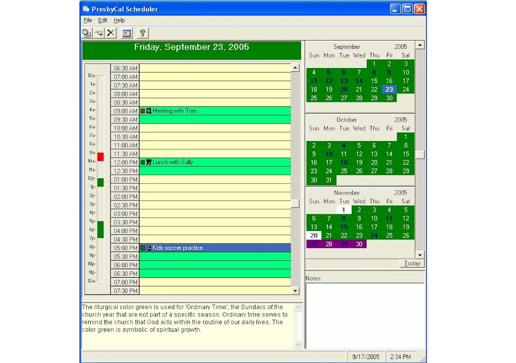 PresbyCal Desktop Calendar  is a full-featured calendar and event scheduler.